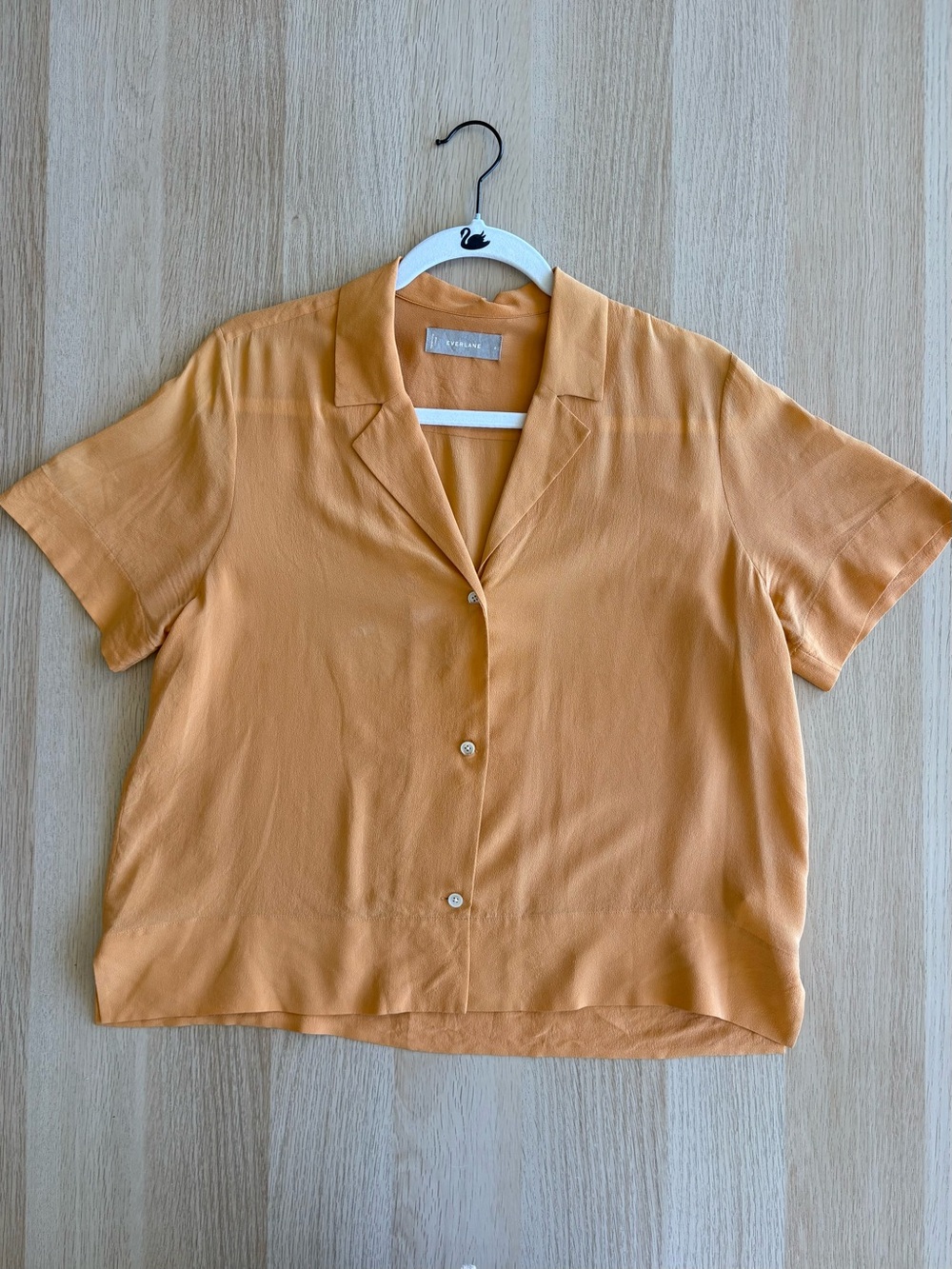Everlane Silk Lightweight Tangerine Short-Sleeve Blouse